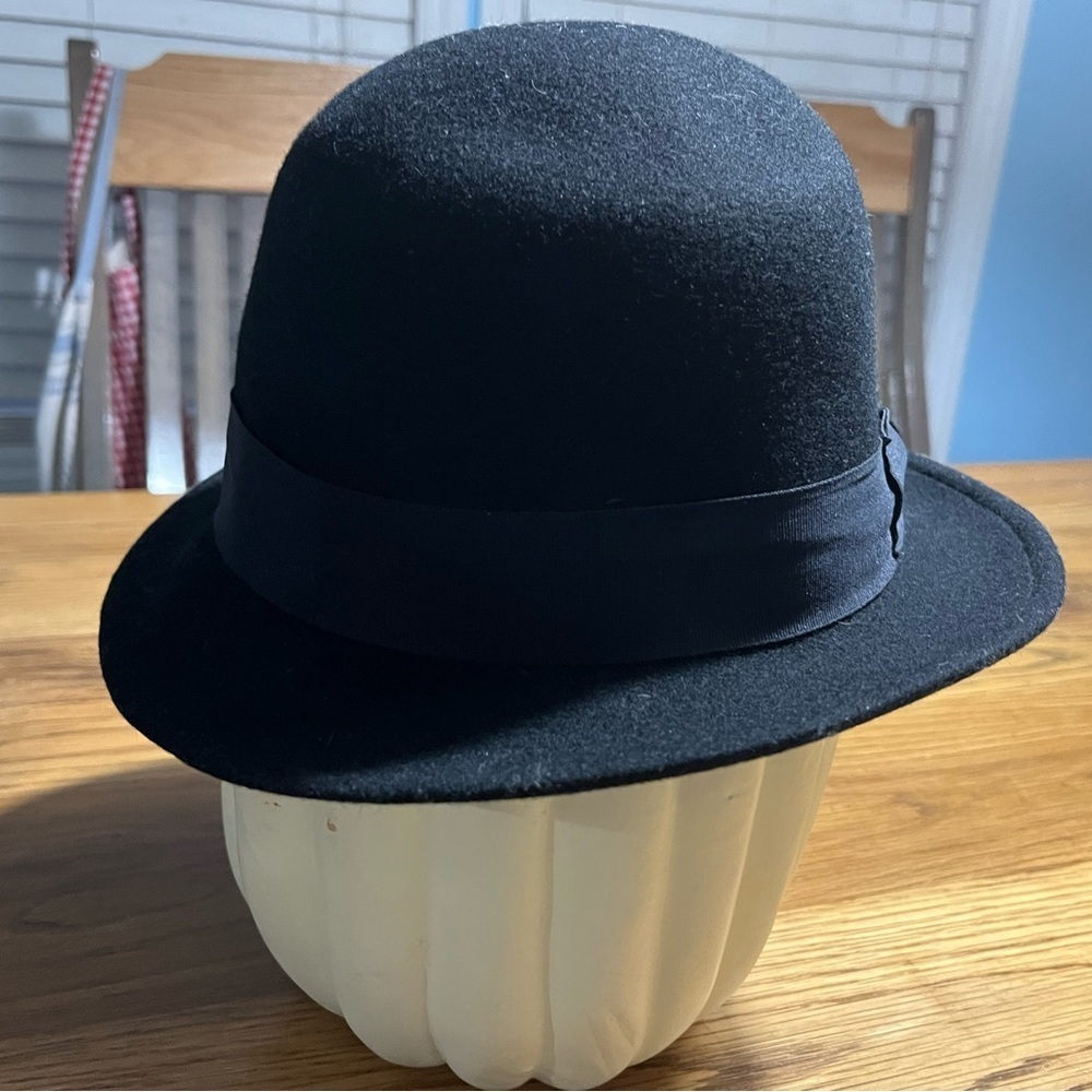 Inti Black Derby/Bowler Wool Felt Water-Repellent Hat Size Medium - Picture 8 of 9